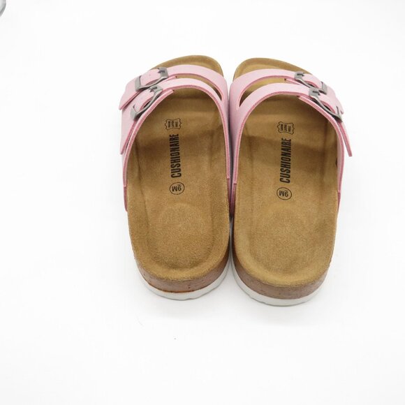 Cushionaire Womens Pink Double-Buckle Sandals 9 Slip-On Faux Suede NEW - Picture 3 of 6
